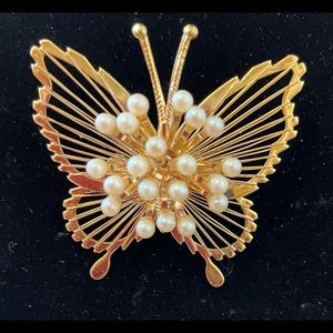 Monet gold plated Butterfly Brooch